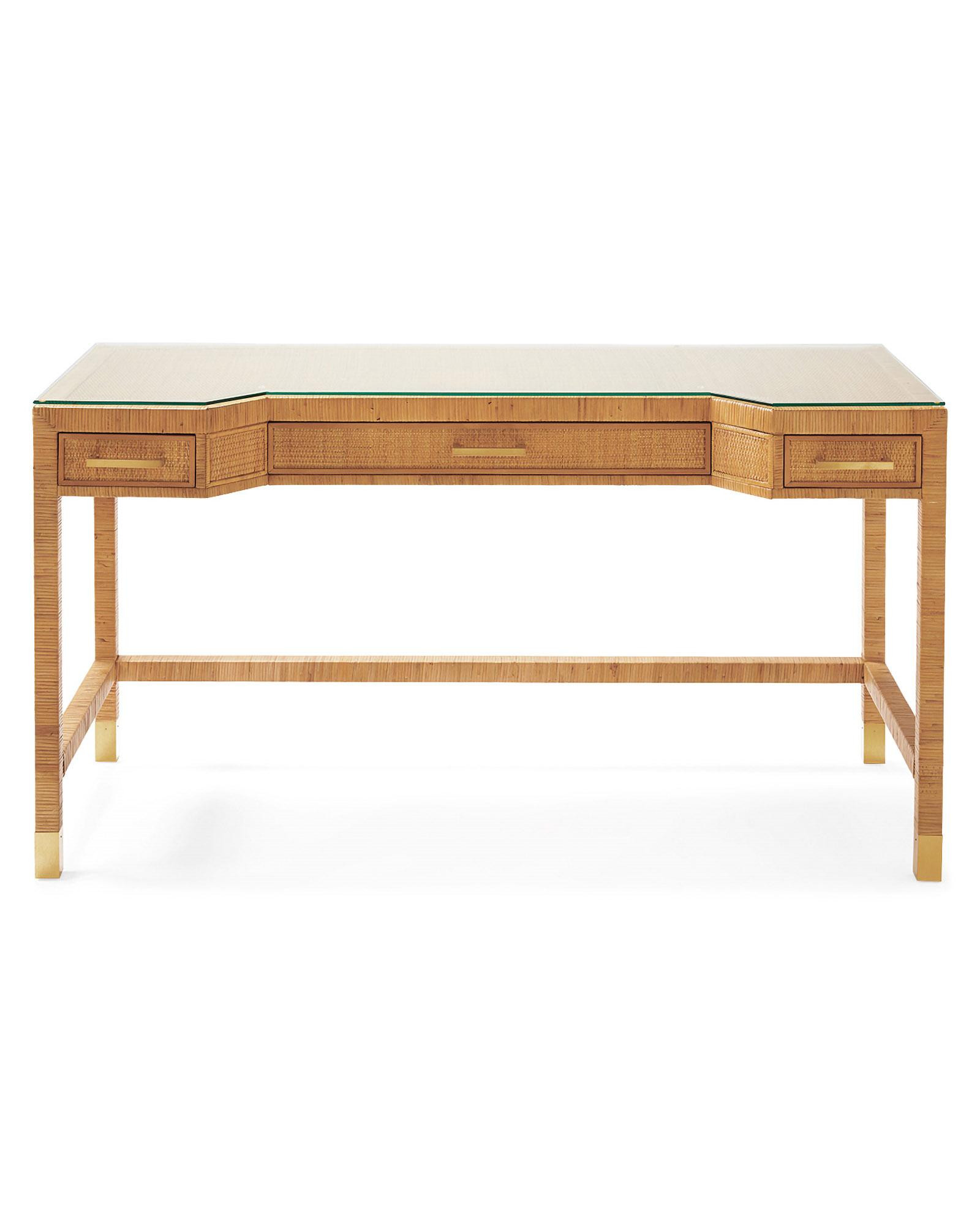 Serena & Lily Balboa Rattan Desk in Honey | Serena and Lily