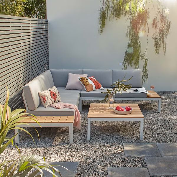 Spirit Grey Metal Garden Corner Sofa Set | Homebase