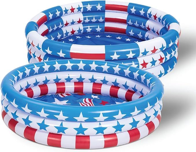 2 Pack 45" X 10" Inflatable Kiddie Pool, Star American Flag Swimming Pool for Kids Toddler Summer... | Amazon (US)