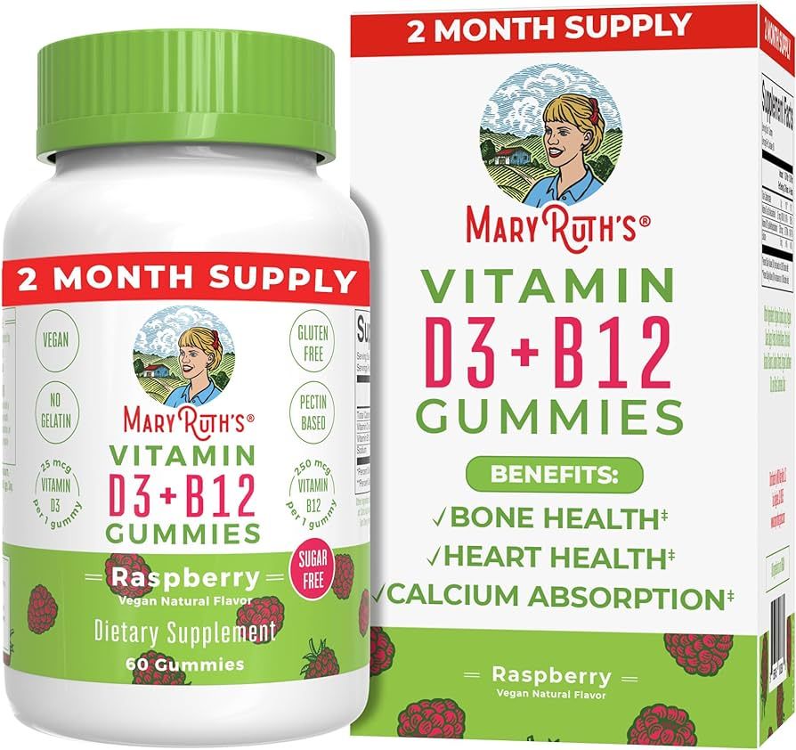 MaryRuth Organics Vitamin D3 + B12 Gummies | Sugar Free | 2 Month Supply | Vitamin D & B12 Vitami... | Amazon (US)