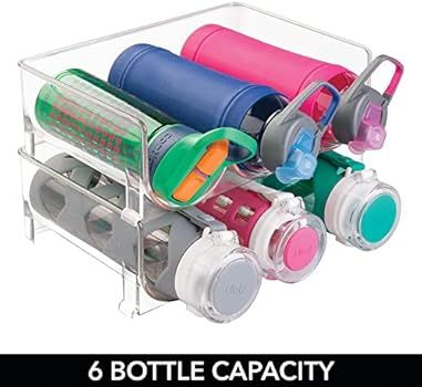mDesign Modern Plastic Stackable Water Bottle Holder Stand Bin - Storage Organizer for Kitchen Count | Amazon (US)