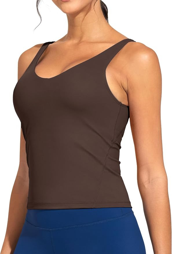 THE GYM PEOPLE Women's Longline Sports Bra Wirefree Workout Yoga Tank Top | V-Neck, Padded, Remov... | Amazon (US)