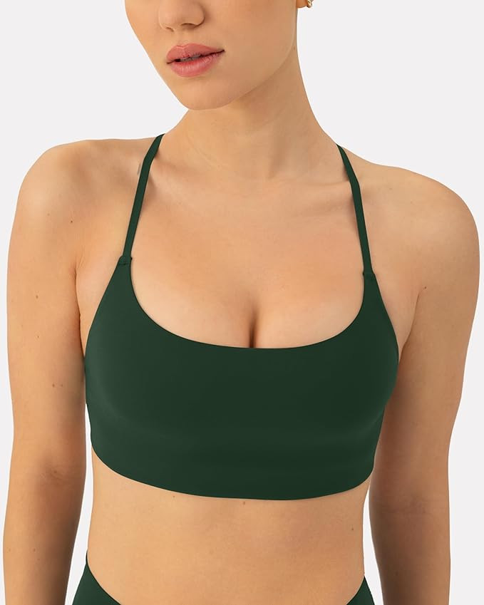 PAVOI ACTIVE Open Back Strappy Yoga Workout Bras for Women - Low Support Criss-Cross Sports Gym B... | Amazon (US)