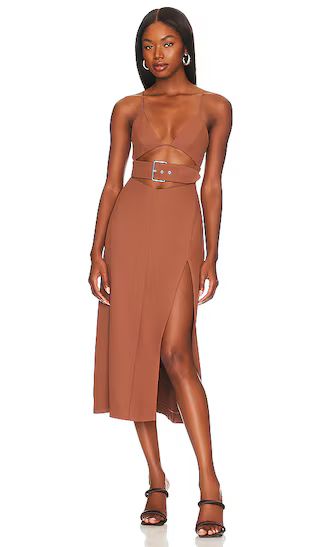 Natasha Midi Dress in Brown | Revolve Clothing (Global)