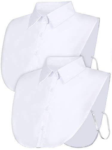 Tatuo 2 Pieces Women's Fake Collar Dickey Collar Women False Collar Detachable Blouse Half Shirts False Collar for Women Favors (White Color,Medium) | Amazon (US)