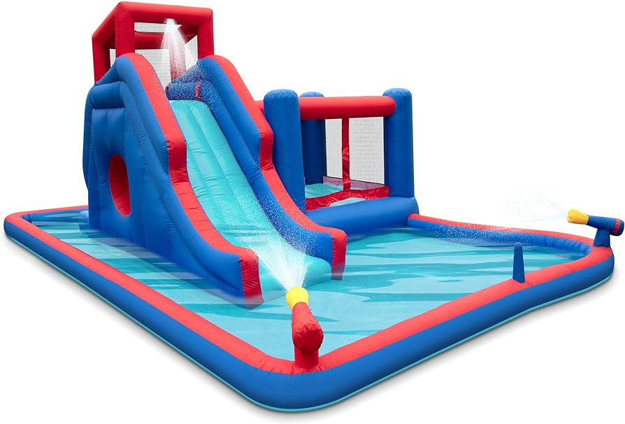 Sunny & Fun 2-in-1 Bounce & Blast Inflatable Water Slide Park – Heavy-Duty for Outdoor Fun - Cl... | Amazon (US)