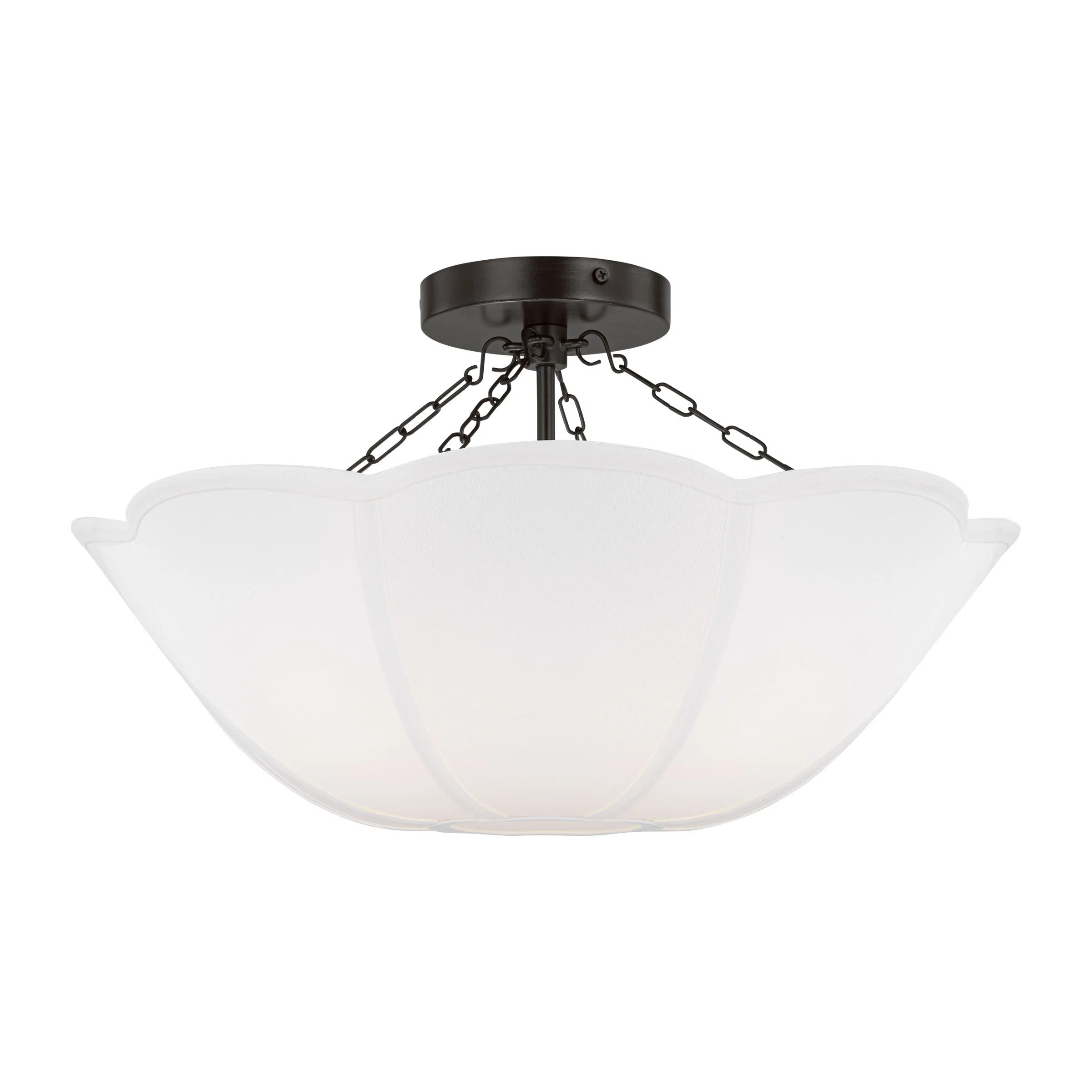 White Linen Fabric Shade Semi Flush Mount | Wayfair North America
