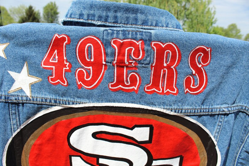 Custom NFL Denim Jacket, Sports Design, Cropped Jean Jacket | Etsy (US)