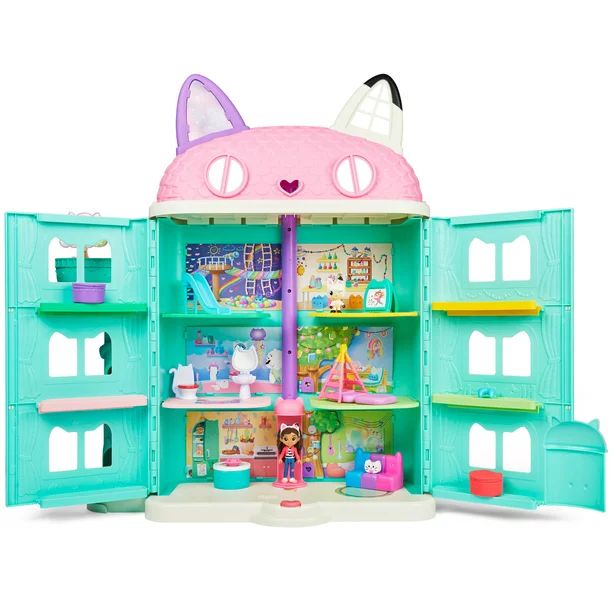 Gabby's Dollhouse, Purrfect Dollhouse 2-Foot Tall Playset with Sounds, 15 Pieces - Walmart.com | Walmart (US)