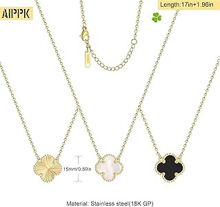 AIPPK 18K Gold Plated Clover Pendant Necklace Set for Women Fashion Four Leaf Clover Necklace Luc... | Amazon (US)