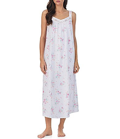 Carole Hochman Floral Print Sleeveless Lace Sweetheart Neck Cotton Jersey Knit Midi Ballet Nightgown - XL | Dillard's