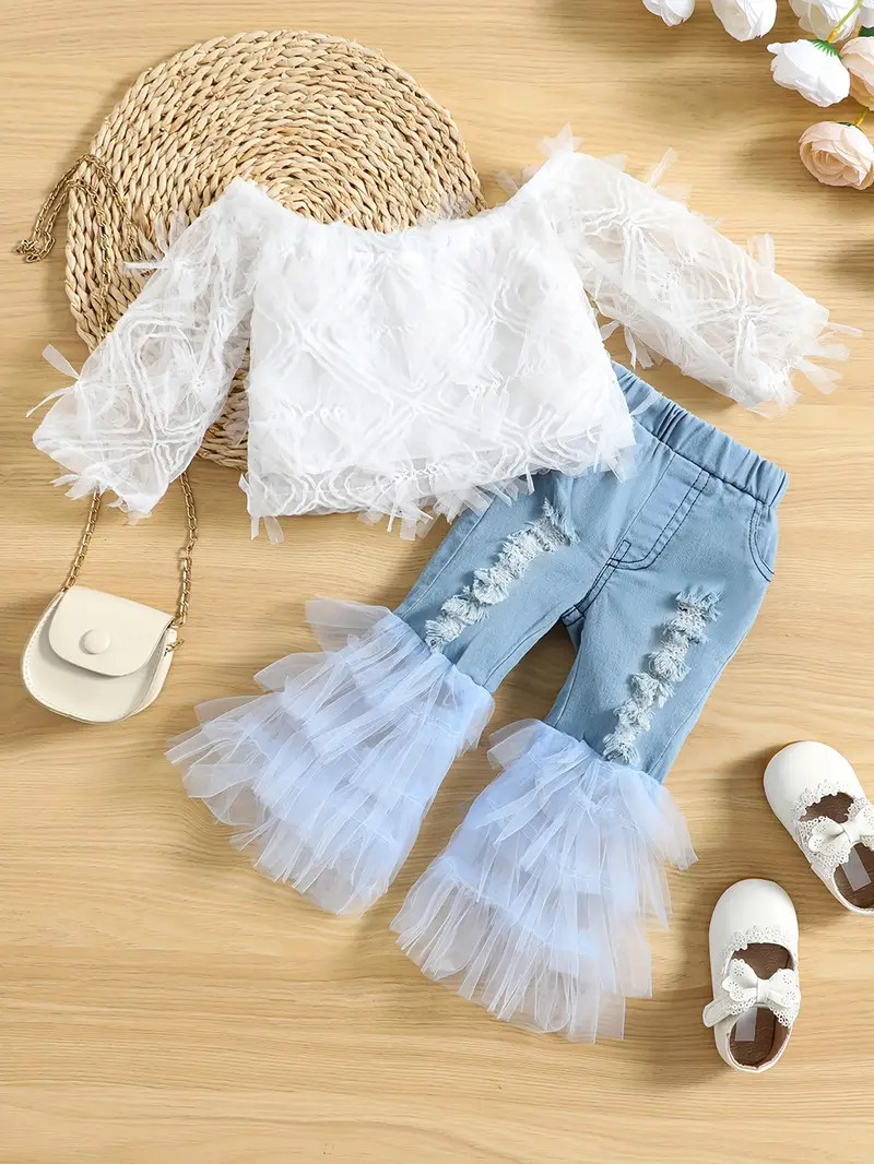 Girls Long Sleeve T shirt Off Shoulder Tops Mesh Patchwork - Temu | Temu Affiliate Program