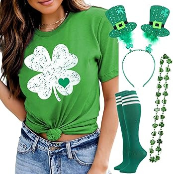 St Patricks Day Women Short Sleeve Summer T-Shirts Lucky Shamrock Funny Easy Costume Accessories ... | Amazon (US)