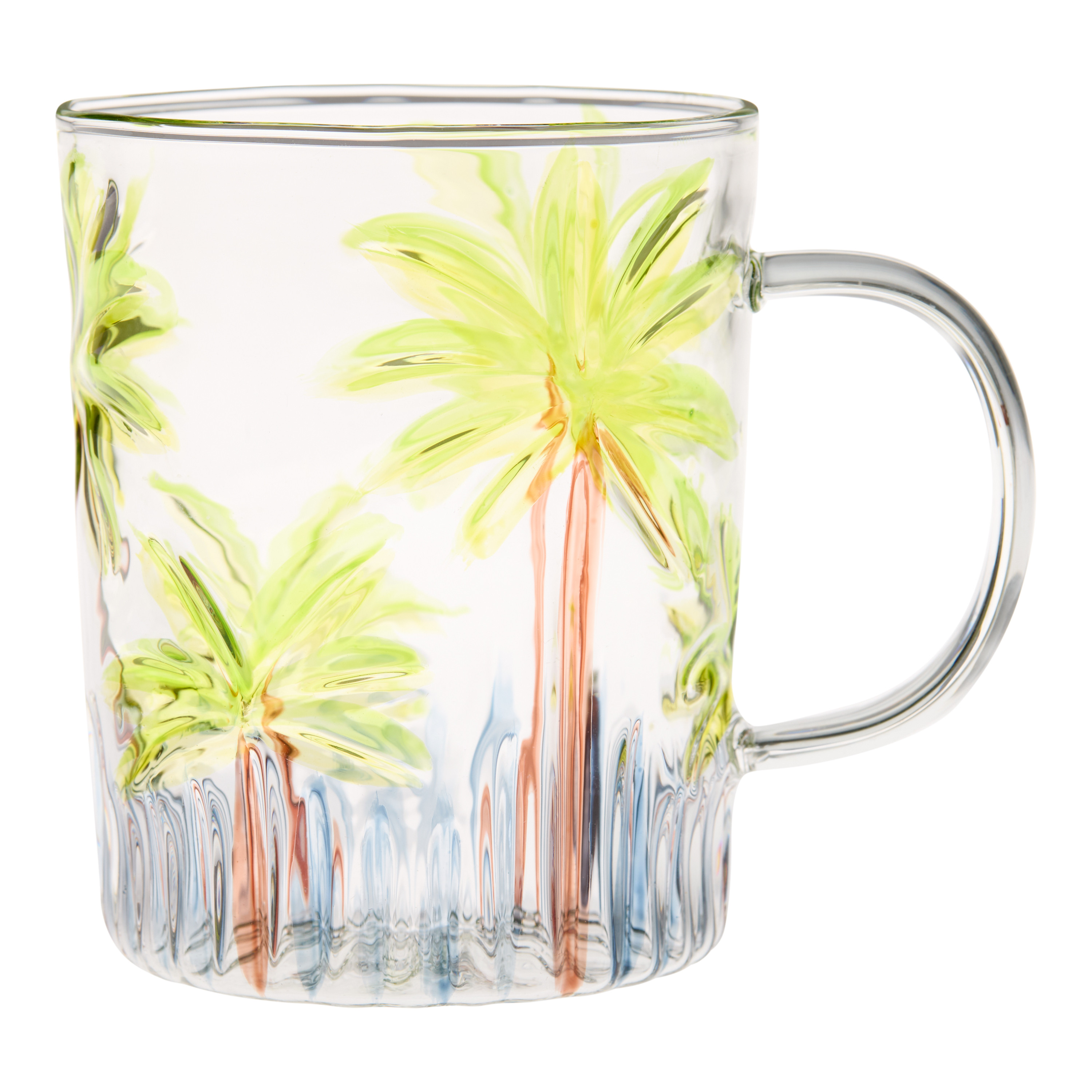 Multicolor Palm Tree Hand Painted Glass Mug | World Market