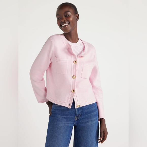 Free Assembly Women’s Long Sleeve Cardigan Pink Sweater Chest Pockets Medium | Poshmark