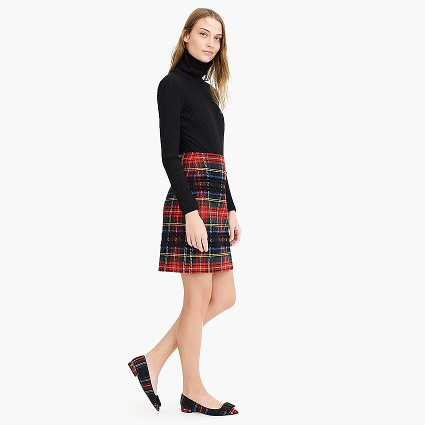 Mini skirt in Lurex® Stewart tartan | J.Crew US
