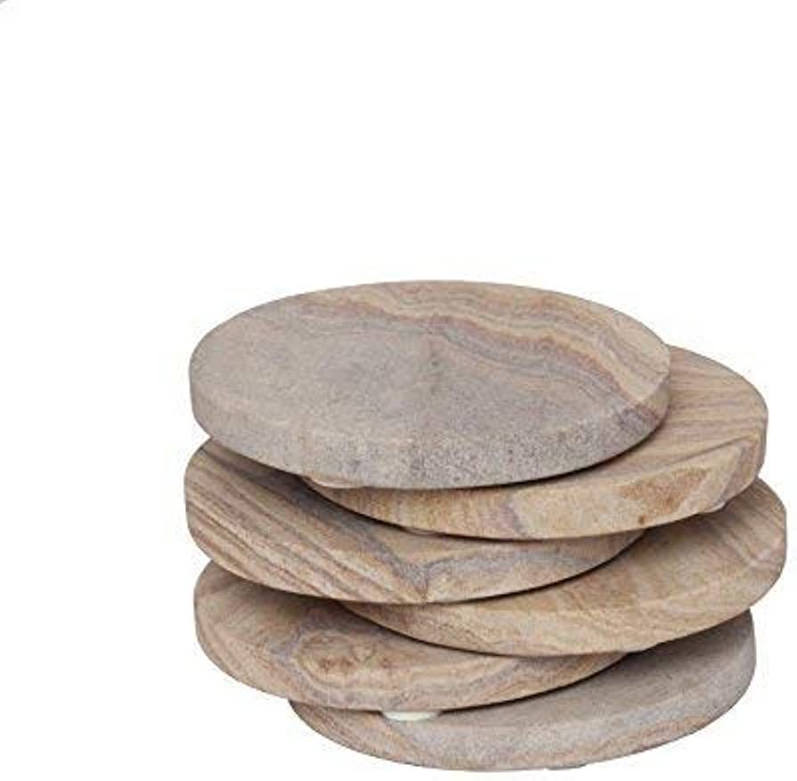 GoCraft Sandstone Absorbent Coasters | Natural Yellow Sandstone Round Coasters for Your Drinks, B... | Amazon (US)