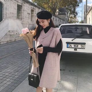 Double-Breasted Cape Jacket | YesStyle Global