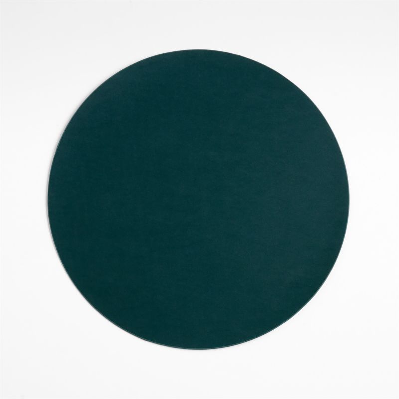 Rizzo Round Reversible Green Faux Leather Placemat + Reviews | Crate & Barrel | Crate & Barrel