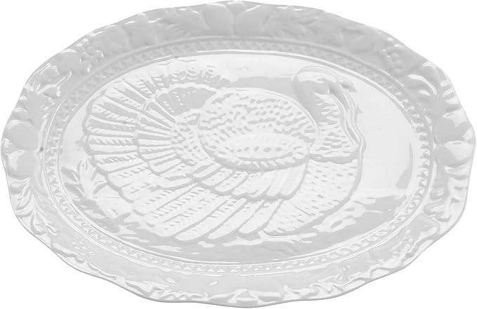 HIC Kitchen Turkey Embossed Serving Platter, Fine Porcelain, Oversized | Amazon (US)