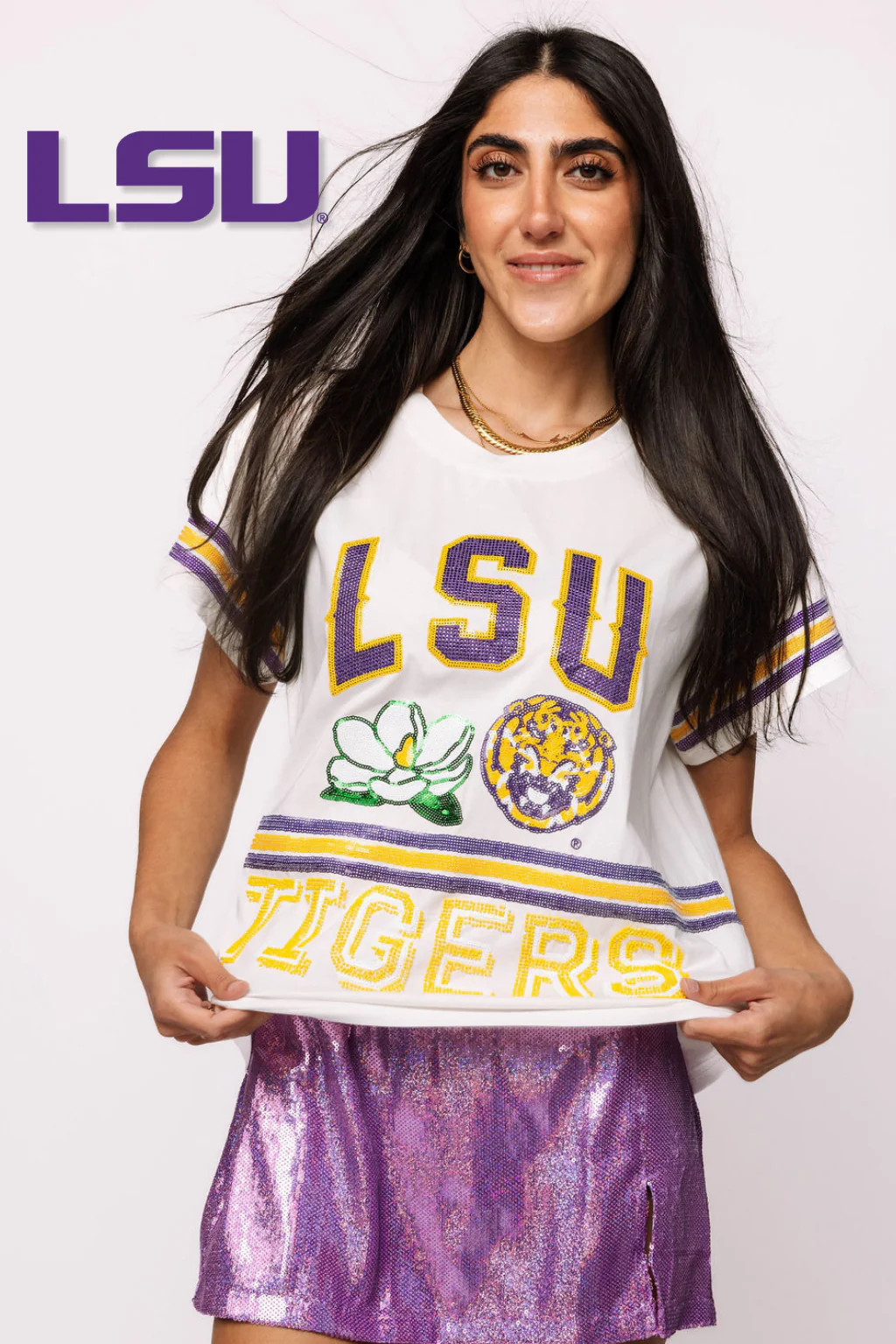 Licensed LSU State Flower Mascot Tee | Queen of Sparkles
