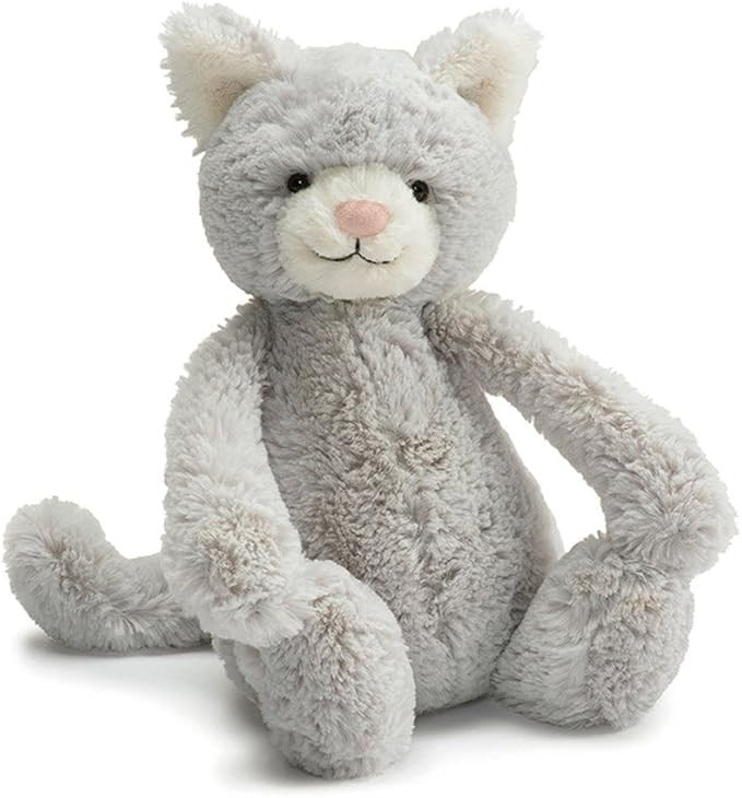 Jellycat Bashful Grey Kitty Stuffed Animal, Medium 12 inches - Cats & Kittens Plush Toy - Classic... | Amazon (US)