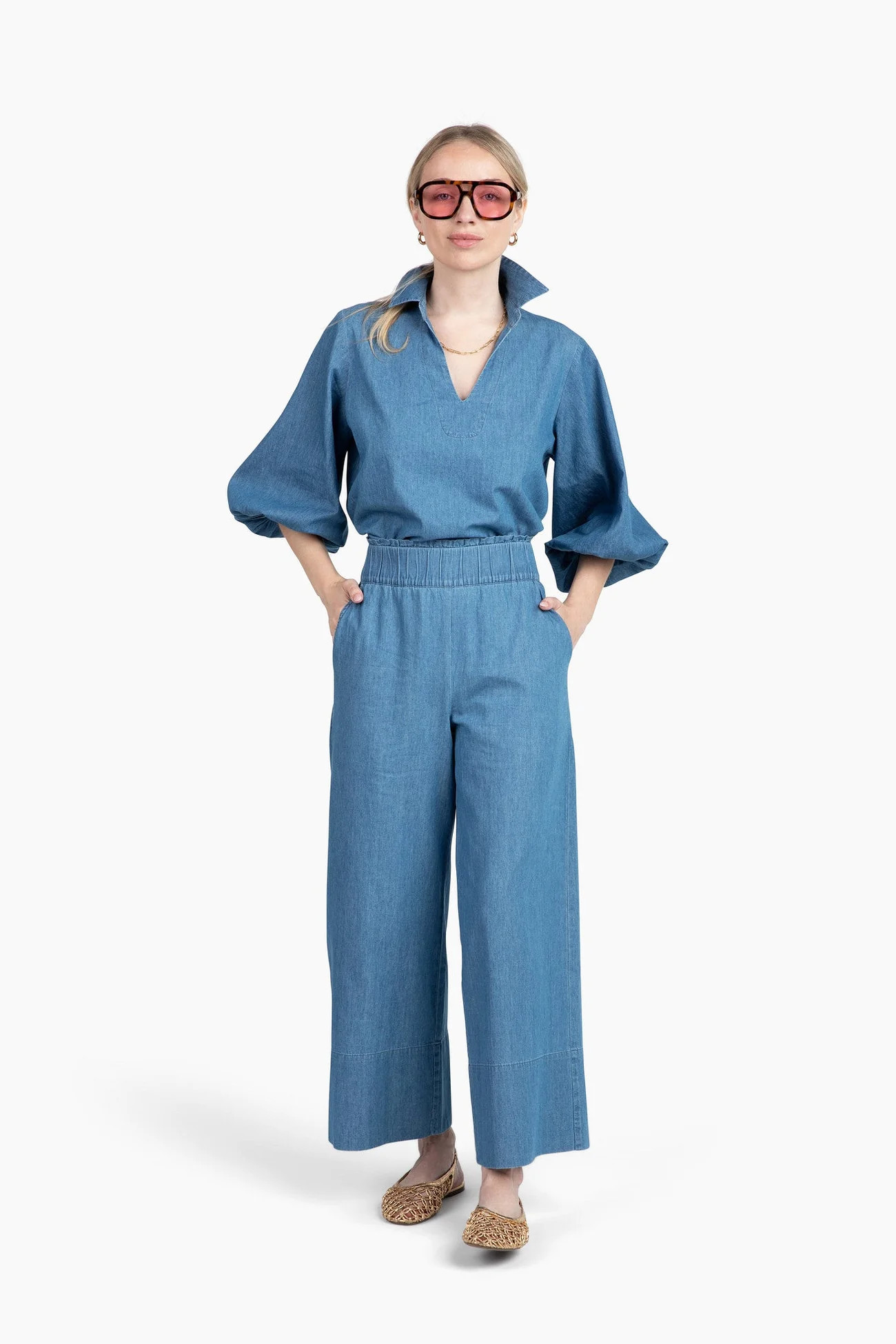 Take Pause Pant Set - Chambray | Quiet Culture