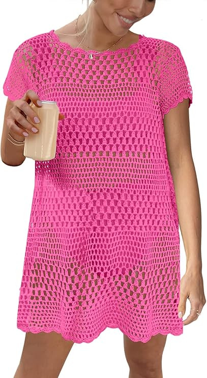 Caracilia Women Swimsuit Coverup Crochet Bathing Suit Cover Ups for Swimwear Swim 2024 Summer Bik... | Amazon (US)