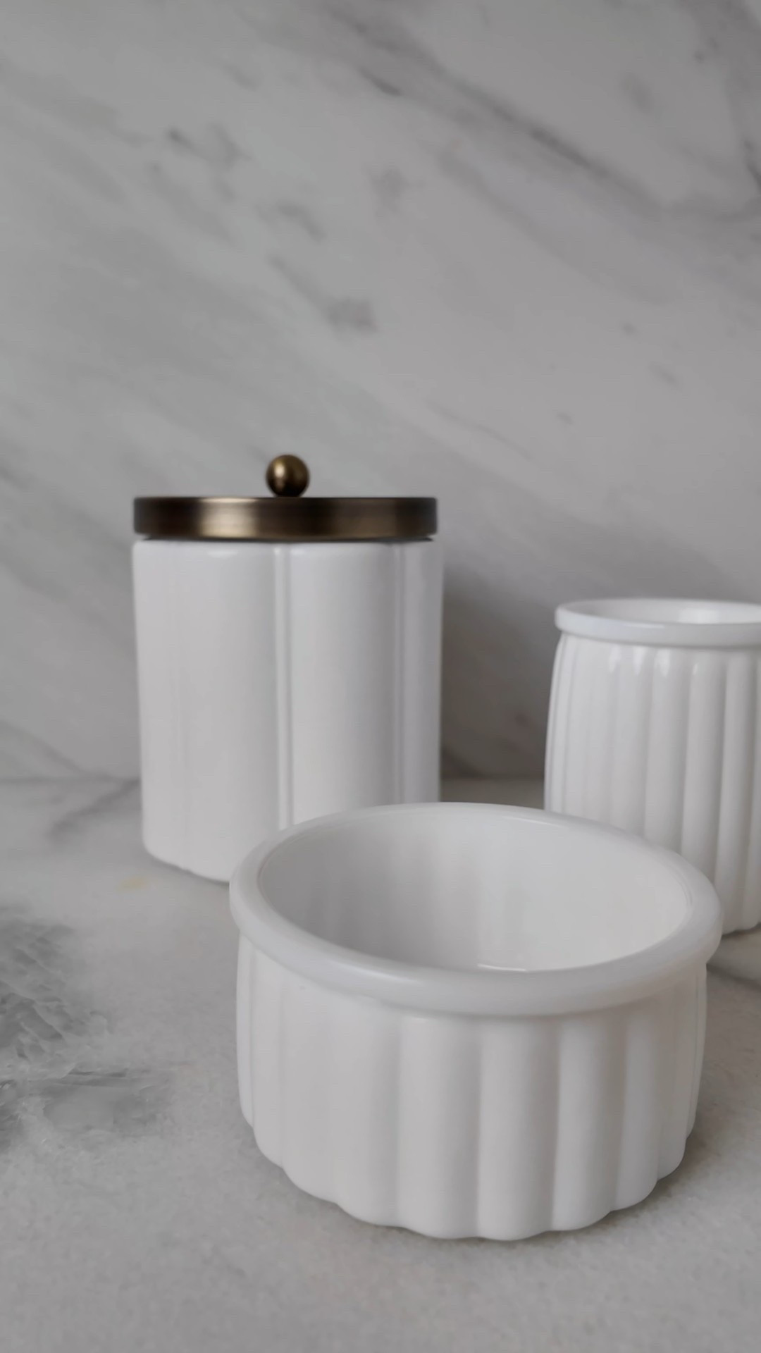 Found these cute white canisters at Target. Perfect for bathroom organization. 

#Target #targetstyle#homedecor #bathroom #organization 

#LTKHome
