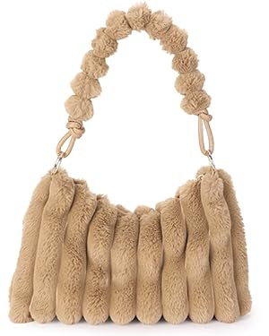 Cute Fuzzy Tote Bag for Women Soft Winter Fluffy Shoulder Bag Y2K Plush Crossbody Handbags Purses... | Amazon (US)