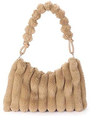 Cute Fuzzy Tote Bag for Women Soft Winter Fluffy Shoulder Bag Y2K Plush Crossbody Handbags Purses... | Amazon (US)