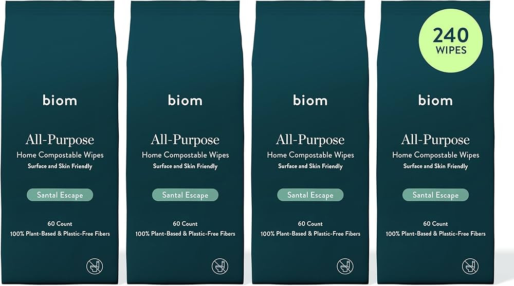 Biom All-Purpose Cleaning Wipes Refill (4pk x 60ct Each) - Biodegradable, All Natural, Plant-Base... | Amazon (US)