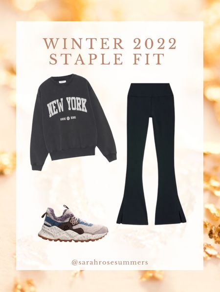 Oversized Anine Bing Sport New York crew neck sweater, high waisted flare leggings, and teddy sherpa shoes are staples this fall/winter season 

#LTKshoecrush #LTKGiftGuide #LTKstyletip