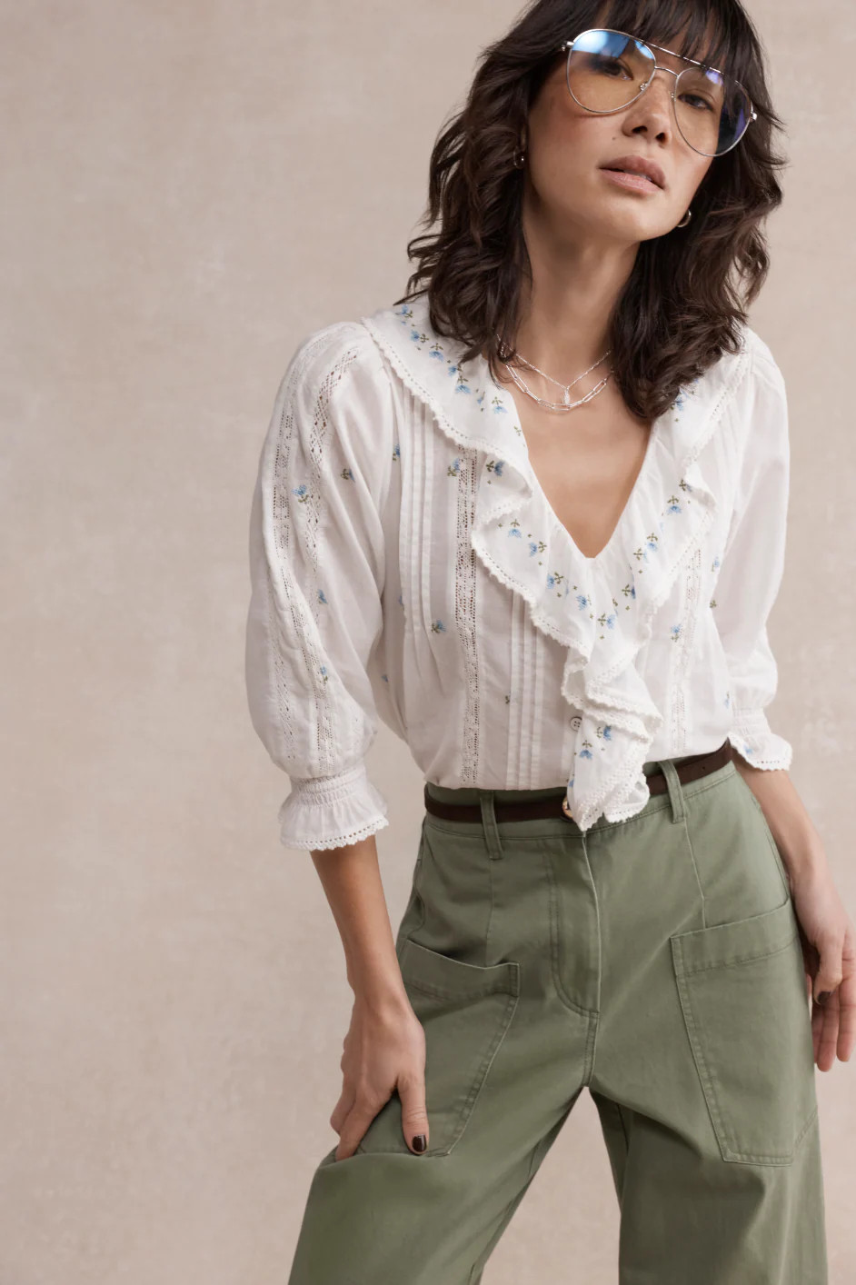 Sierra Blouse - Ivory Embroidered | WYSE London