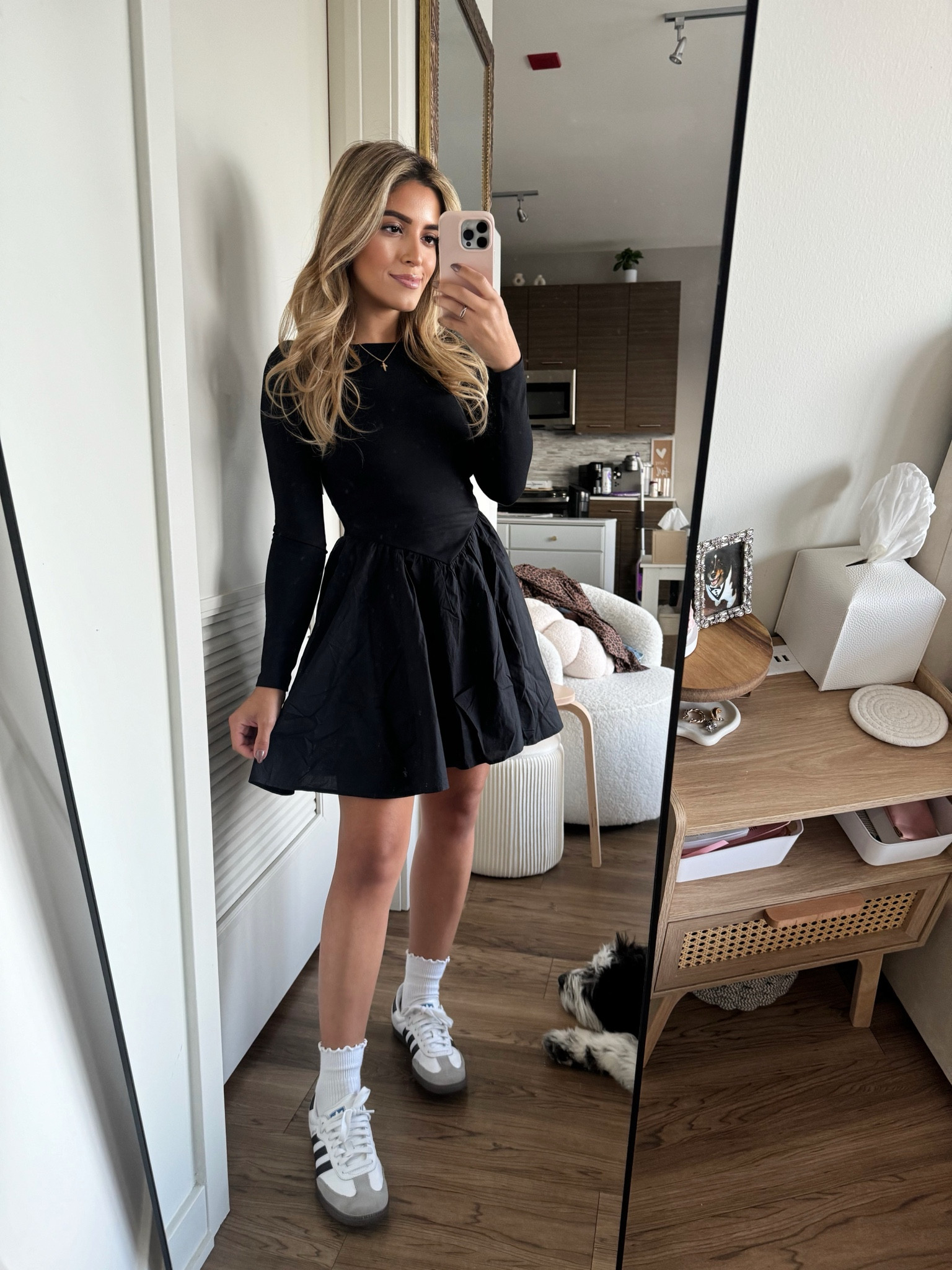 Fall outfit
Black outfit
Mini dress
Long sleeve dress
Adidas
Crew socks
Ruffle socks
Teacher outfit


#LTKStyleTip #LTKFindsUnder50 #LTKFallSale