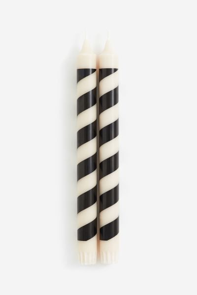 2-pack Candy Cane Candles - White/gold-colored - Home All | H&M US | H&M (US + CA)
