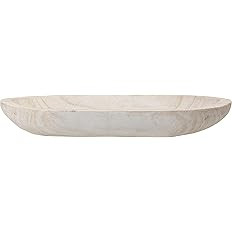 Bloomingville Hand-Carved Paulownia Wood Bowl with Whitewashed Finish | Amazon (US)