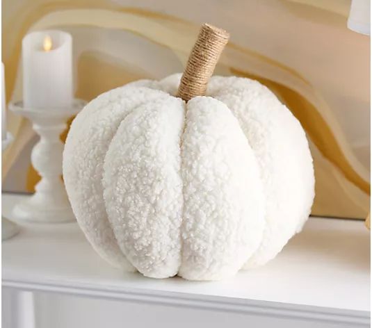 14" Cozy Fabric Plush Pumpkin Pillow by Valerie - QVC.com | QVC