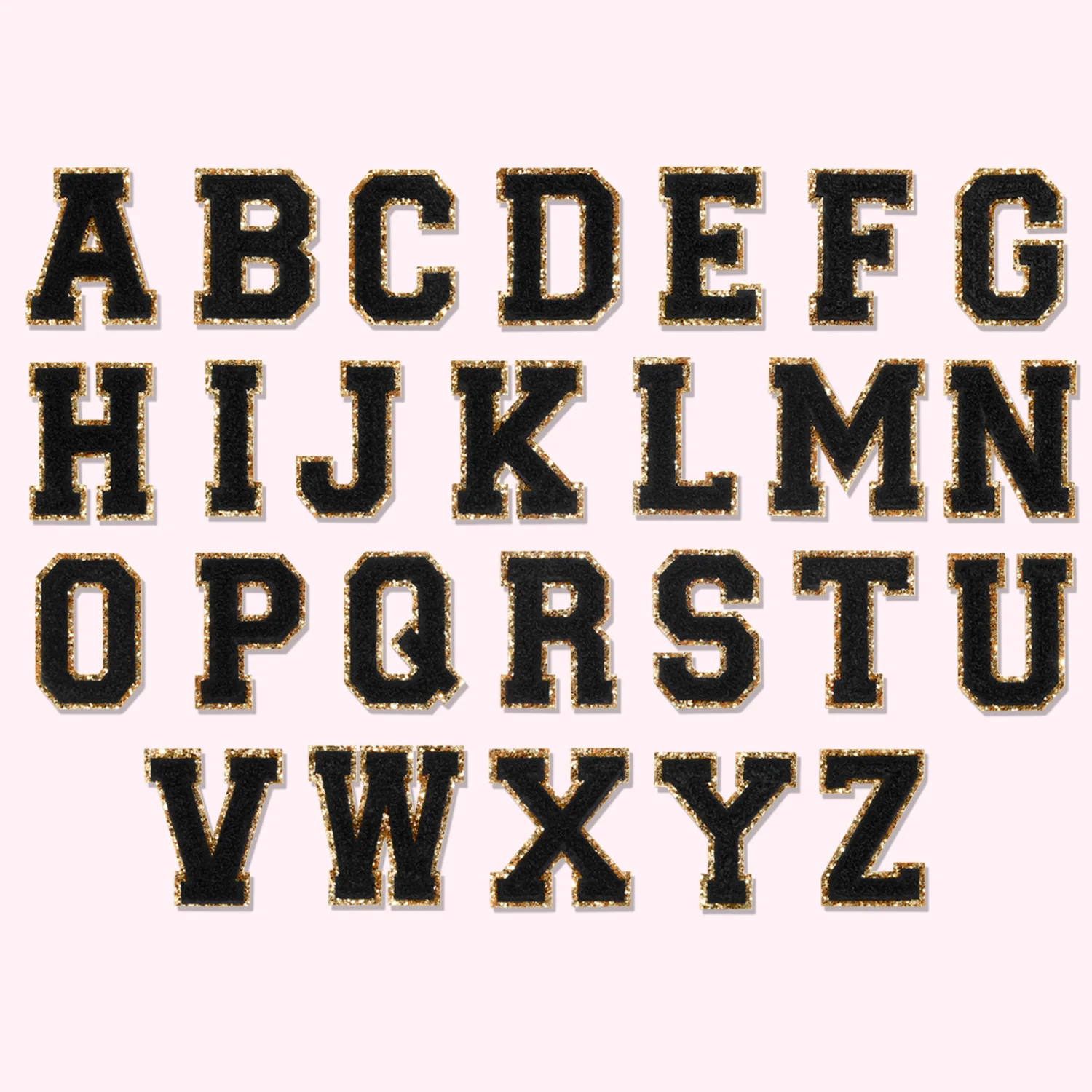 Noir Glitter Varsity Letter Patches | Stoney Clover Lane Patches | Stoney Clover Lane