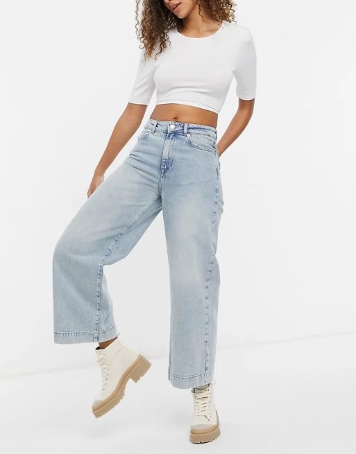 Selected Femme Thea wide leg jeans in light blue wash | ASOS (Global)