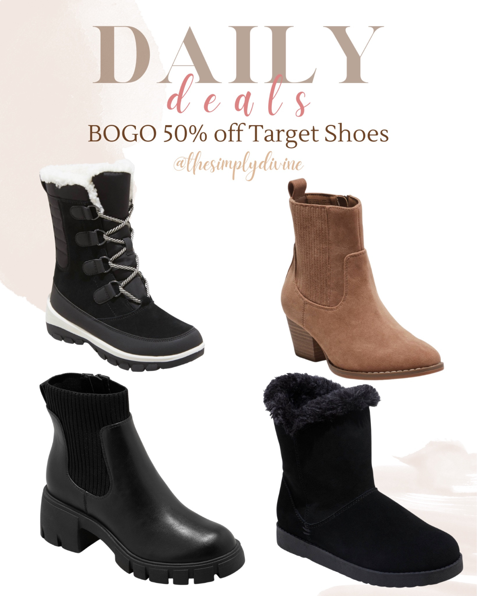 BOGO 50% off Target shoes!! Run (hah!), don’t walk! 

| Target | sale | bogo | shoes | boots | heels | shoe sale | 

#LTKsalealert #LTKshoecrush #LTKstyletip