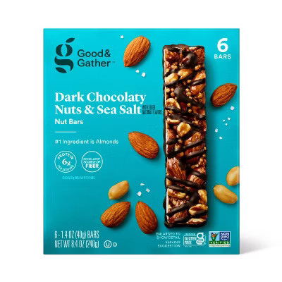 Dark Chocolaty Nuts & Sea Salt with Other Natural Flavors Nut Bars - 6g Protein - 8.4oz/6ct - Good & Gather™ | Target