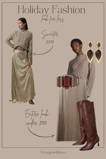 Ralph Lauren 
Look for less 
Holiday look
Lili claspe 
Anthropologie 
Free people
Maxi skirt
Cable Knit sweater


#LTKHoliday #LTKparties #LTKstyletip