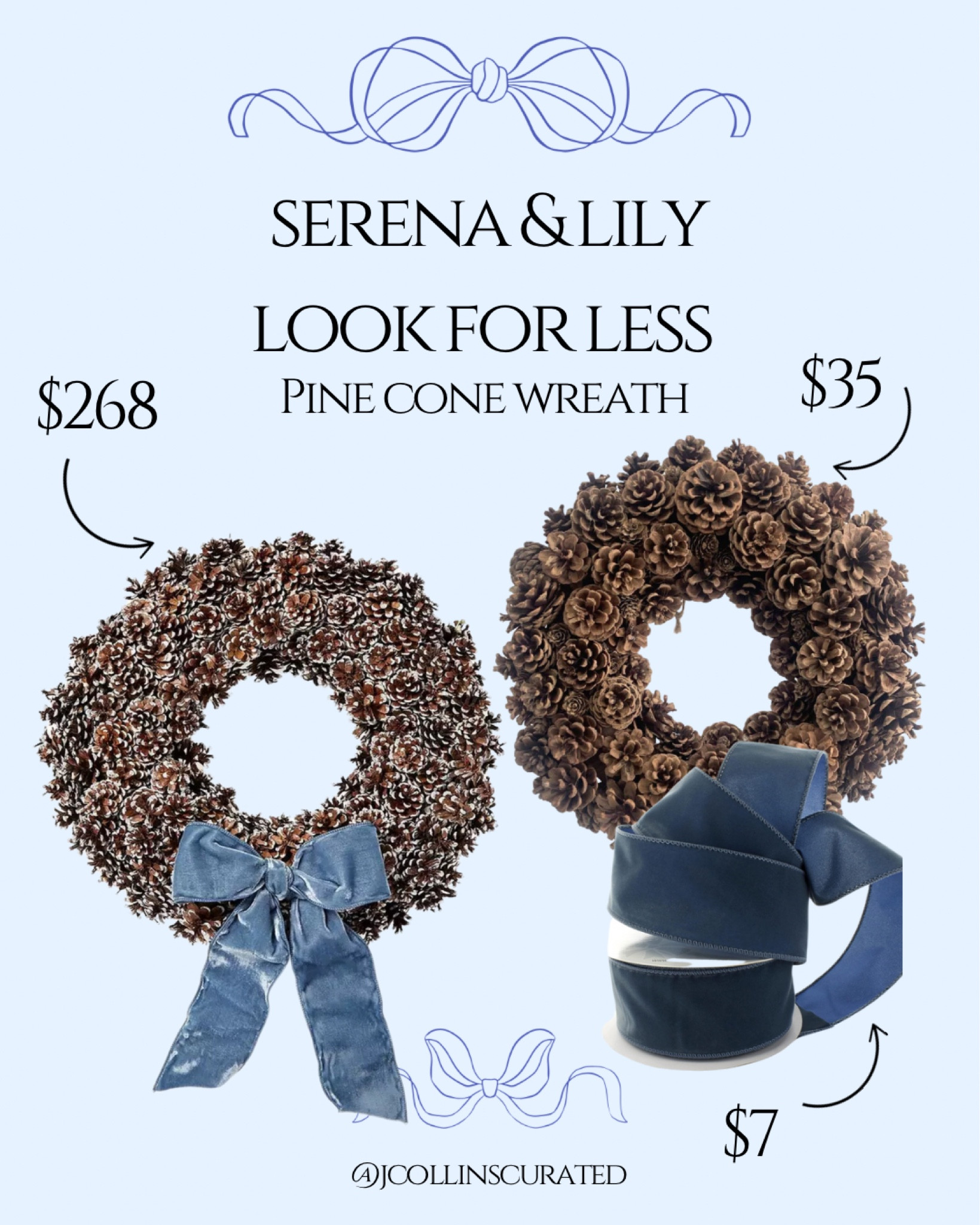 If you love the Serena & Lily pine one wreath, you’ll love this Amazon Look For Less! Comment “wreath” for links to be sent to your inbox or shop my LTK @Collins Curated 

#lookforless #serenaandlilydupes #serenaandlilystyle #pineconewreath #classichome #holidaydecor #winterdecor #classicstyle #homeinspiration #interiordesign #grandmillennial #grandmillennialdecor #novamoms #alexandriava #alexandriamoms

#LTKfindsunder50 #LTKSeasonal #LTKhome