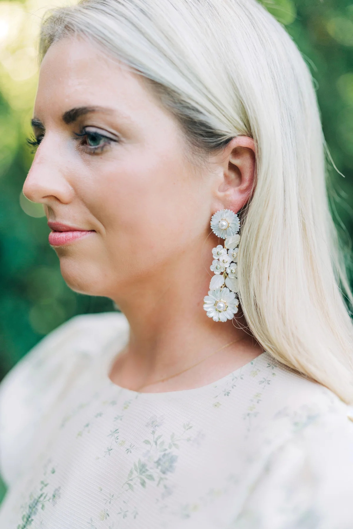 Mother of Pearl and Flowers and Pearl Earrings | Over The Moon