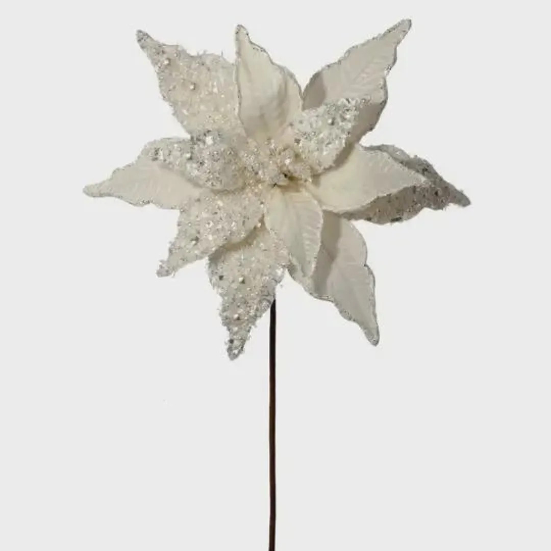 22" Ivory Velvet & Pearl Poinsettia/holiday Decor/christmas Decorations/poinsettia Flowers/christ... | Etsy (US)