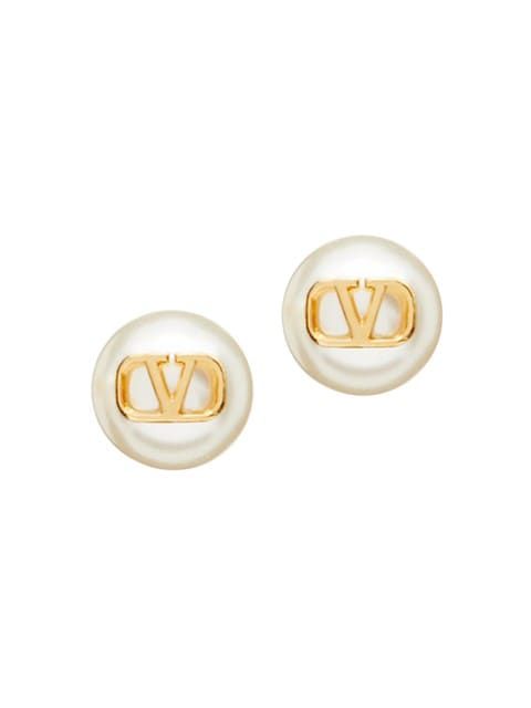 VLogo Faux Pearl Studs | Saks Fifth Avenue