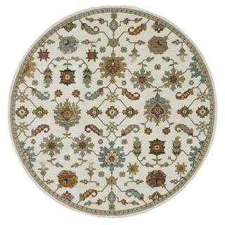 8' Round Ivory, Gray, Light Blue Oriental Washable Area Rug Runner Rug | The Home Depot