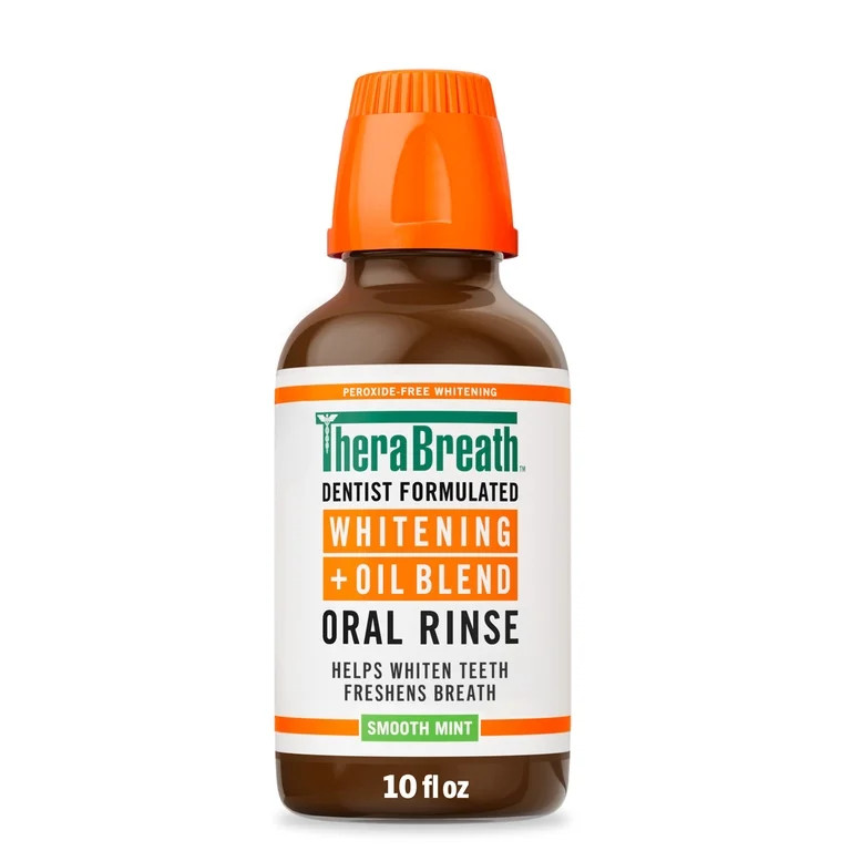 TheraBreath Whitening + Oil Blend Oral Rinse, Alcohol-Free Mouthwash, Smooth Mint, 10 Fl Oz | Walmart (US)