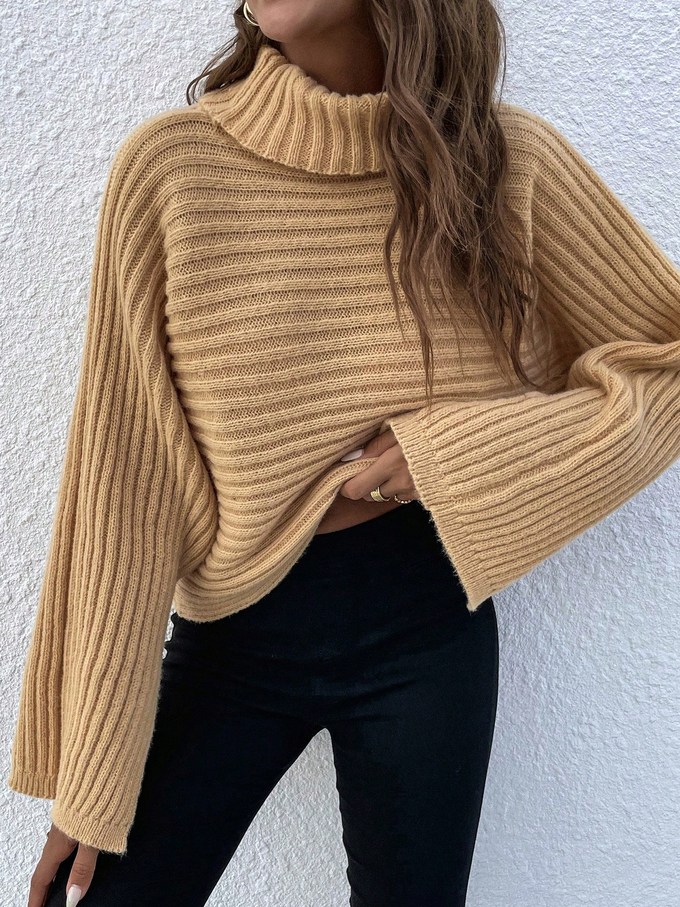 Leisure Ladies' Turtleneck Sweater With Flare Sleeves | SHEIN
